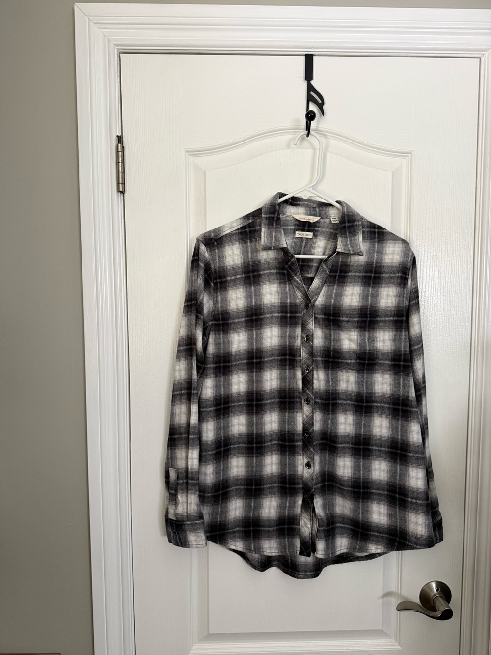 Weatherproof Black and White Plaid Comfort Stretch Shirt